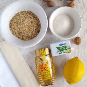 baklava z medu a orechov - ingrediencie